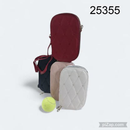 Imagen de PORTA CELULAR  BORDADO 2 CIERRES HUESO/NEGRO/BORDO/ROSA 10.25